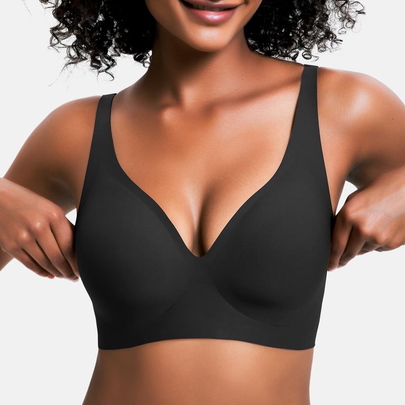 CÔMFYS Jelly Wireless Bra – Deep V Seamless Push-Up Bralette