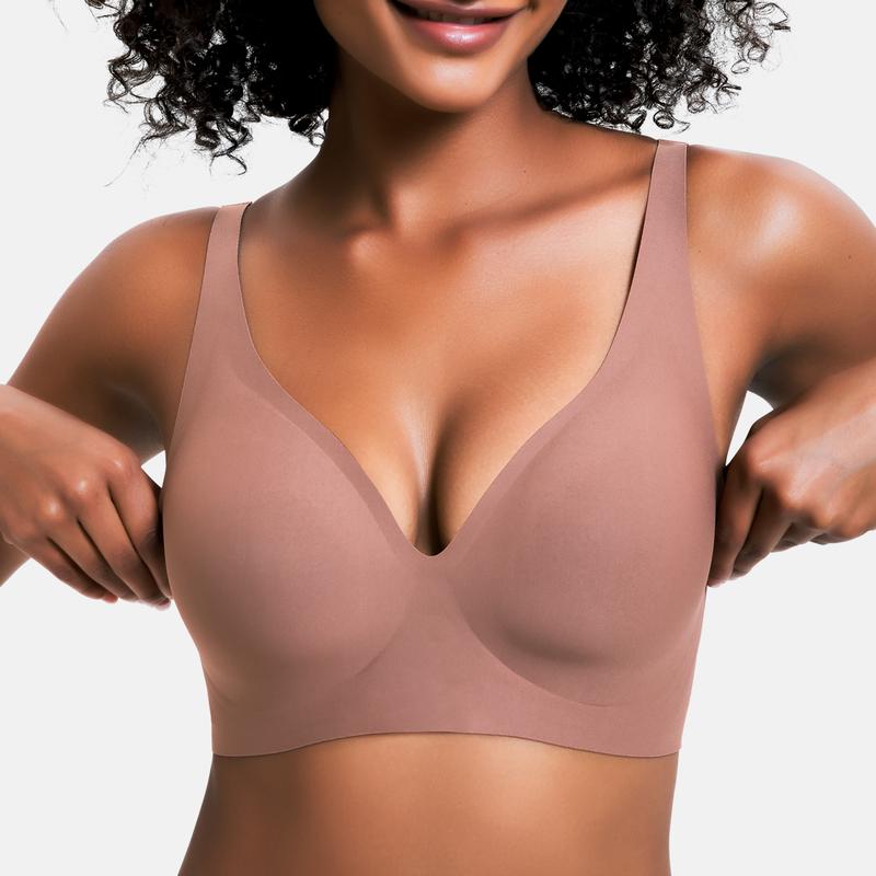 CÔMFYS Jelly Wireless Bra – Deep V Seamless Push-Up Bralette