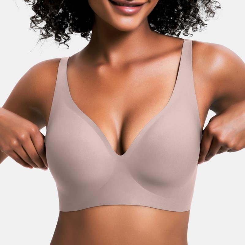 CÔMFYS Jelly Wireless Bra – Deep V Seamless Push-Up Bralette