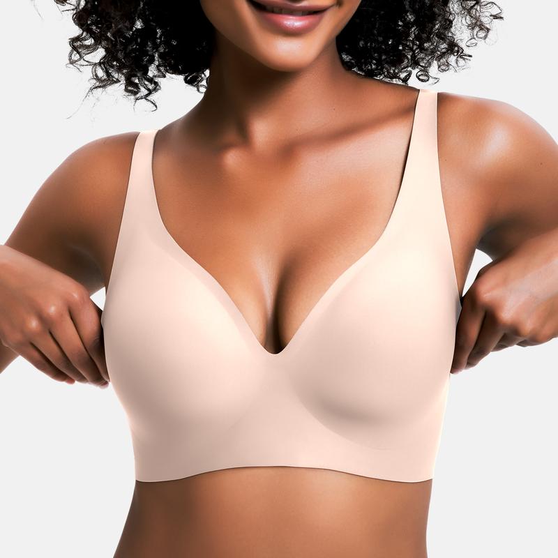 CÔMFYS Jelly Wireless Bra – Deep V Seamless Push-Up Bralette